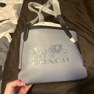 Coach Light Grayish blue  and navy blue Tote Bag